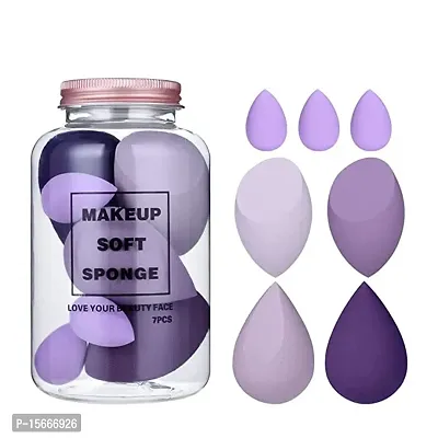 Multicolor Makeup Sponge Set Beauty Blender with Egg Case, Soft Sponge For Liquid Foundation, Creams, and Powders, Latex Free Wet and Dry Makeup ( 4 Big + 3 Mini-7 Pcs set) (MULTICOLOUR) With Dabba-thumb0