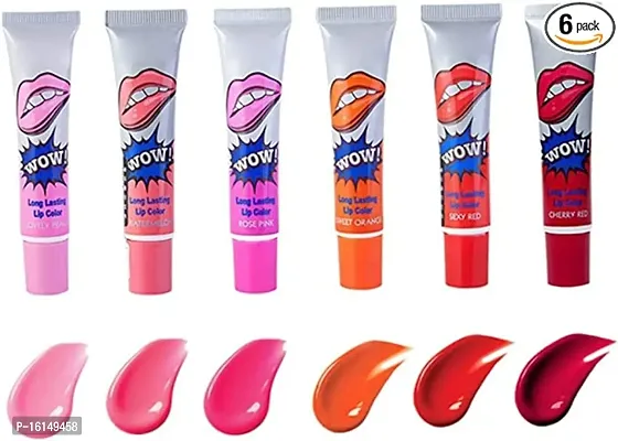 Peel Off Lipstick 6 Colors Amazing Peel Off Liquid Lipstick Long Lasting Peel-Off Lip Stain Lip Gloss, Tear Pull Lip Tint pack of 6 15gms/each-thumb0