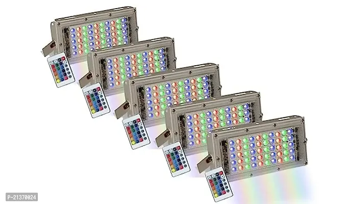 Aneesho 50 Watt Brick Ultra Bright Lens LED Flood Light ndash; RGB Color Classic Power Saving Outdoor LED Lights, Aluminum Die Caste, IP65 Waterproof for Malls, Garden, Parking Area Etc. (Pack of 5)