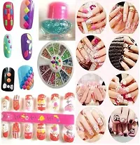 Aneesho Nail Art Kit With 12 Artificial Nails With Tools And Glitters Nail Paints Home Salon Birthday Gift For Girls Little Girls, Kids (Random Cute Nail Designs)-thumb1