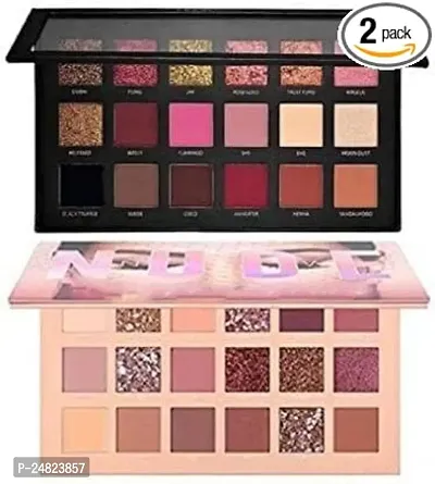 Aneesho Rose Gold Remastered + Nude Edition Eyeshadow Palette Combo Kit - 36 Matte and Shimmer Finishes for Includes Black Eyeshadow -(Set of 2)(C-3)