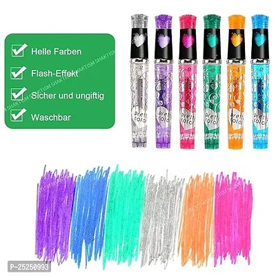 Aneesho  Sketch and SparkleTattoo Pens for Skin Tattoo Gel Pens Set Tattoo Pen for Children with 6 Stencils 60 Patterns for Boys and Girls Party Fancy Dress-thumb3