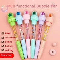 Aneesho 5 IN ONE Multifunctional PEN (Roller stamp, Bubble, Pen, Light, Stamp) Birthday Return Gift Pen School Stationery Items for Kids Stationery Set Princess Bubble Pen (PACK OF 3 pens)-thumb1