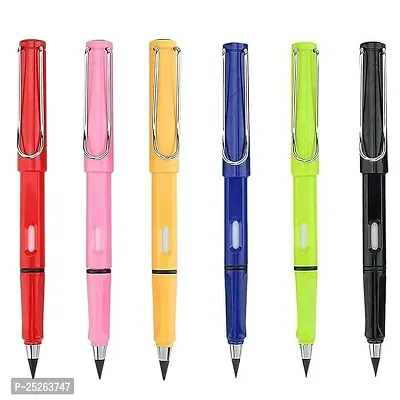 Aneesho 6pcs Inkless Pencils Eternal, Everlasting Pencil Replaceable Head, Infinite Pencil, Inkless Pen, Technology Unlimited Writing Eternal Pencil No Ink, with Replaceable Graphite Nib Pencil