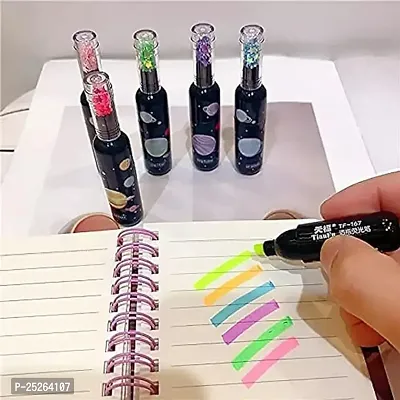 Aneesho Space Theme Bottle Shape Highlighters | Set Of 6 | Planet Theme | Chisel Tip Fine Grip Marker Pen | Ideal Gifts For Stationery Hoarders  Kids | Party Return Gifts For Girls - Assorted-thumb3