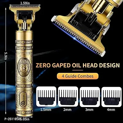 Aneesho  Hair Trimmer for men, Buddha Dragon style T shape zero gapped 4 size adjustable comb for professional haircut and shave vintage t9 metal body cordless rechargeablle battery-thumb3