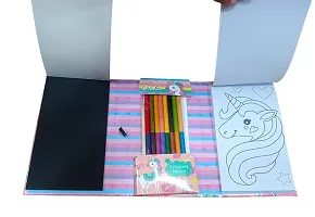 Aneesho 2 in 1 Coloring Book Set  Scratch Pad with 8 Dual Color Pencil Birthday Gift Return Gift for Kids (Multy cherectere)-thumb1