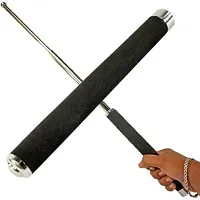 Aneesho Personal Stick Safety for Men and Women with Nylon Bag Cover Professional Multitool Comfotable Grip Foldable Stick (Silver Black)-thumb2