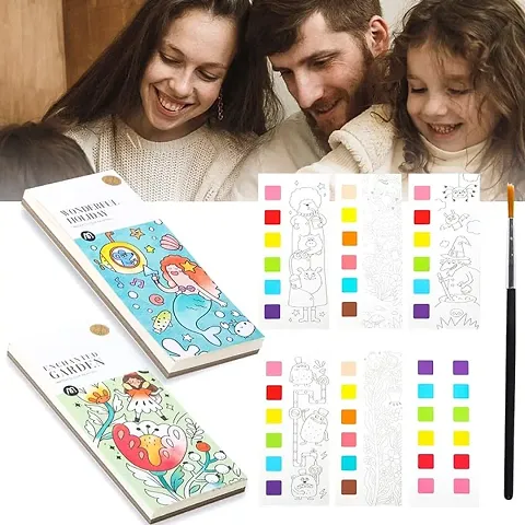 Aneesho Pocket Watercolor Painting Book for Kids Travel Pocket Coloring Kit for Kids Watercolor Paper Watercolor Bookmarks for Painting Pocket Watercolor Sketchbook (Set Of 2) (20Pcs.)