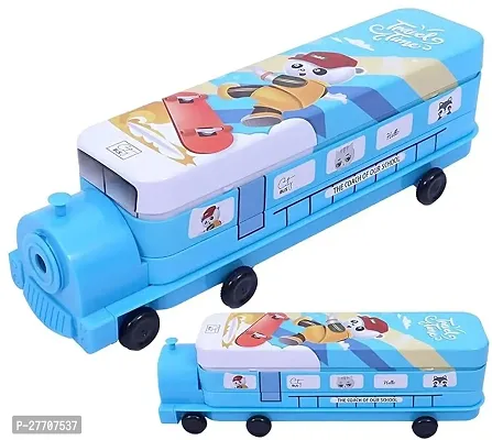 Aneesho Old Rail Engine Spider Hero Printed Metal Pencil Box with Wheels | Pencil Box for Kids | Multipurpose Pencil Case for Student Boys  Girls Pencil Box | Multicolor-thumb0