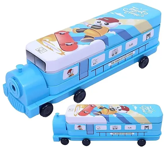 Aneesho Old Rail Engine Spider Hero Printed Metal Pencil Box with Wheels | Pencil Box for Kids | Multipurpose Pencil Case for Student Boys  Girls Pencil Box | Multicolor