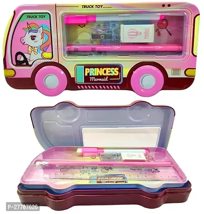 Aneesho Pencil Box for Kids Bus Pencil Case with Stationary Items for Kids Geometry Box for Kids  Girls/Stationary Kit with Metal Pencil Box for Boys- Birthday Return Gift ndash; 1 Pcs-thumb0