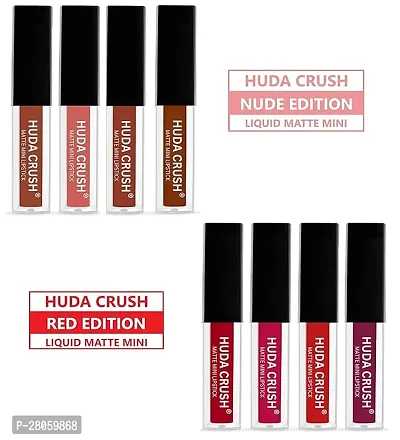 Aneesho BEAUTY Mini Lipsticks Combo Pack of 8 Liquid Matte Lipstick Set, Red and Nude Edition-thumb2