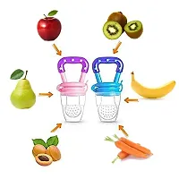 Aneesho Combo of Babies Pack of 3 Veggie Feed Nibbler - Fruit Nibbler/Silicone Teather Soft Pacifier/Feeder for 0 to 12 Months for Unisex Kids - Infant Multicolor-thumb3