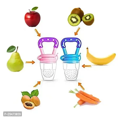 Aneesho Combo of Babies Pack of 3 Veggie Feed Nibbler - Fruit Nibbler/Silicone Teather Soft Pacifier/Feeder for 0 to 12 Months for Unisex Kids - Infant Multicolor-thumb4