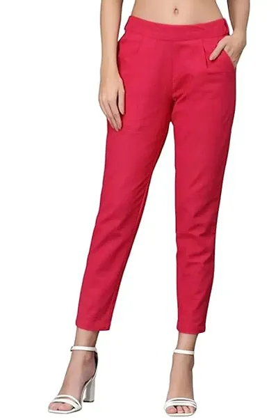 Stylish Solid Regular Fit Casual Trousers Women