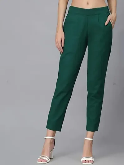 SKYTICK Regular Fit Women Solid Cotton Blend Trousers