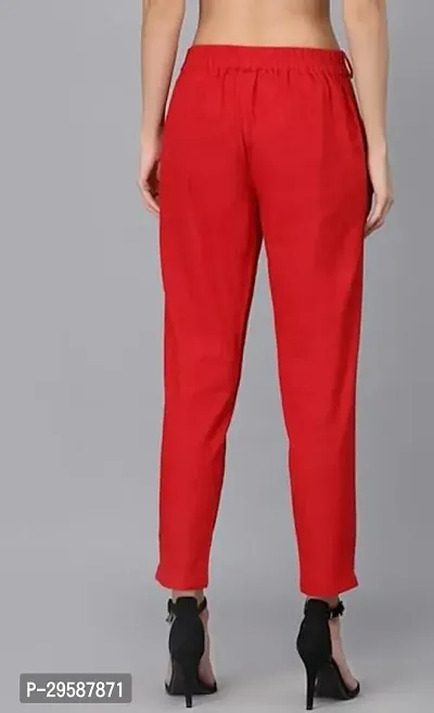 Stylish Cotton Solid Regular Fit Casual Trousers Women-thumb2