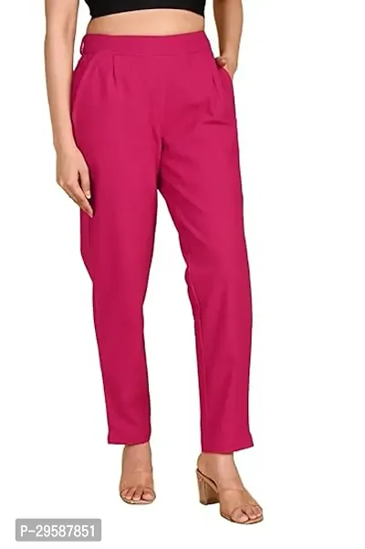 Stylish Cotton Solid Regular Fit Casual Trousers Women