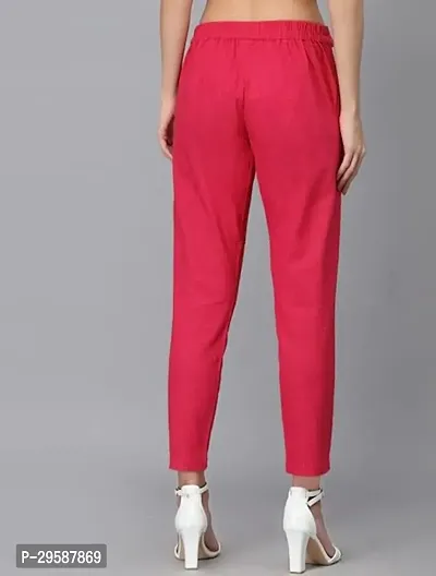 Stylish Cotton Solid Regular Fit Casual Trousers Women-thumb2