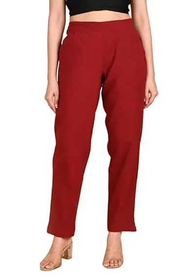 Moirai Solid Blend Regular Fit Casual Women Trousers