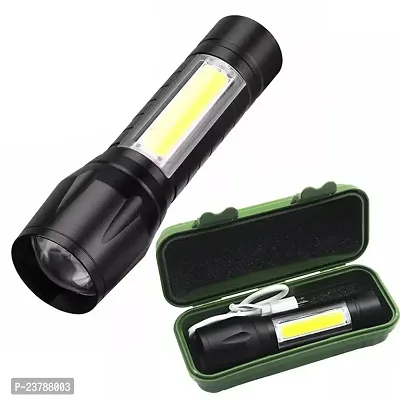 Zoomable Waterproof Rechargeable LED Torch Flashlight 5 Mode, Full Metal Body Torch (Black, 13 cm, Rechargeable)