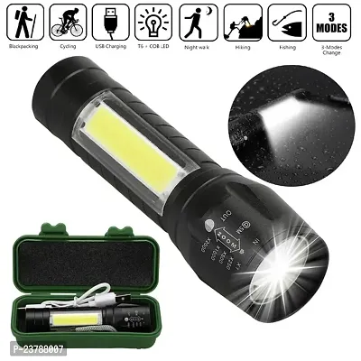 Mini Rechargeable Pocket Light Zoom COB USB Charging Led Water Proof DP Torch (Black, 9 cm, Rechargeable)Flash Lights-thumb0