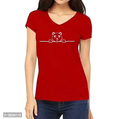 Elegant Red Cotton Blend Printed Tshirt For Women