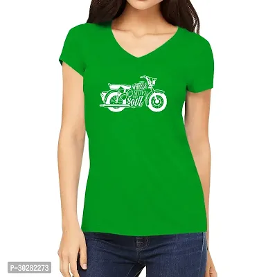 Elegant Green Cotton Blend Printed Tshirt For Women-thumb0