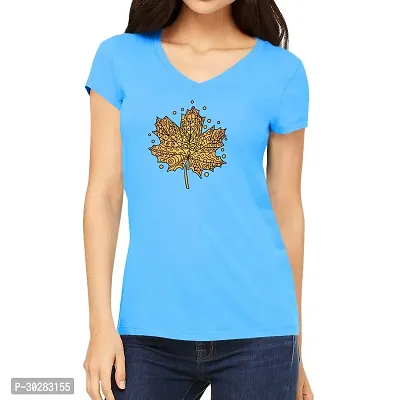 Elegant Blue Cotton Blend Printed Tshirt For Women-thumb0