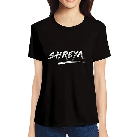 OPLU Women's Regular Fit Shreya Graphic Round Neck Half Sleeves Tshirt. Trendy, Trending Tshirts, Offer, Discount, Sale.(Pooplu_Black_2XL)