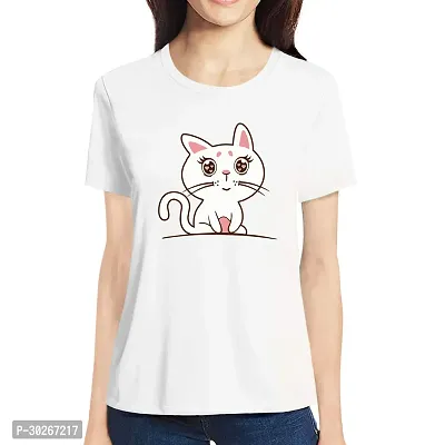 Elegant White Cotton Blend Printed T-Shirts For Women-thumb0