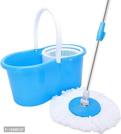 Quick Spin Mop, Bucket Floor Cleaning,, Floor Cleaning Mop with Bucket, pocha for floor cleaning, Mopping Set Floor Cleaner Magic Cleaning, with 2 Microfiber (Blue Colour)-thumb0
