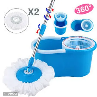 Quick Spin Mop, Bucket Floor Cleaning,, Floor Cleaning Mop with Bucket, pocha for floor cleaning, Mopping Set Floor Cleaner Magic Cleaning, with 2 Microfiber (Blue Colour)