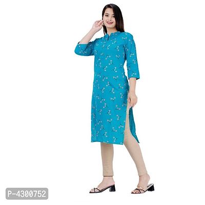 Acs Women Branch with leaf flower print A-Line Kurti (light Green)