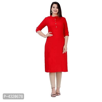 Stylish Rayon Solid Straight Kurta For Women