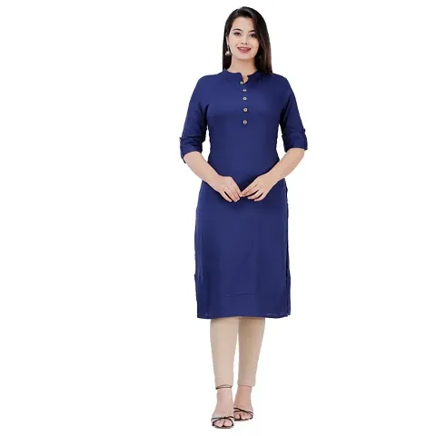 Stylish Rayon Solid Straight Kurta For Women