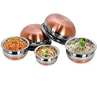 Kitchen Stainless Steel With Copper Bottom Handi S Pot Tapeli Patila Panjabi Bowl Biryani Bowl For Cooking Serving Set 5 Piece Combo-thumb1