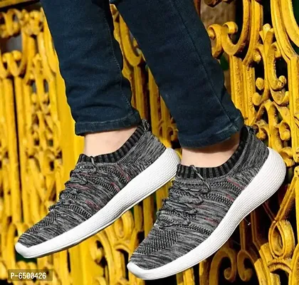 Stylish Textile Self Design Sports Walking Shoes for Men-thumb0