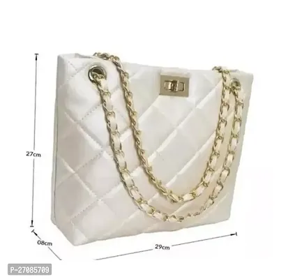 Stylish White PU Solid Sling Bags For Women