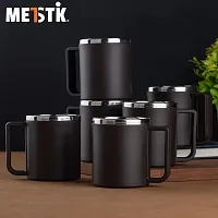 METSTIK Tea Cups, Tea Cups Set, Steel Cup, Coffee Cup, Cup Set, Mug Set (Pack of 6, Brown, 200 ml)-thumb4