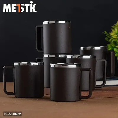 METSTIK Tea Cups, Tea Cups Set, Steel Cup, Coffee Cup, Cup Set, Mug Set (Pack of 6, Brown, 200 ml)-thumb5