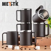 METSTIK Tea Cups, Tea Cups Set, Steel Cup, Coffee Cup, Cup Set, Mug Set (Pack of 6, Brown, 200 ml)-thumb3