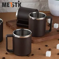 METSTIK Tea Cups, Tea Cups Set, Steel Cup, Coffee Cup, Cup Set, Mug Set (Pack of 6, Brown, 200 ml)-thumb2