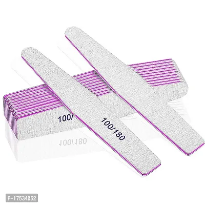 10PCS Nail Files, Professional Nail File Set, Curved Fingernail files, 100/180 grit Double-Sided Emery Board Manicure Tools for Home and Salon Use