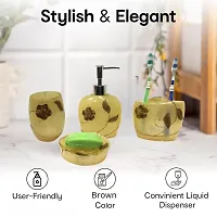 Liquid Soap Dispenser and Toothbrush Holder Tumbler Soap Dispenser Bathroom Set of 4(SMS-581, Brown)-thumb1