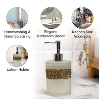 Liquid Soap Dispenser and Toothbrush Holder Tumbler Soap Dispenser Bathroom Set of 4(SMS-543, Brown)-thumb3