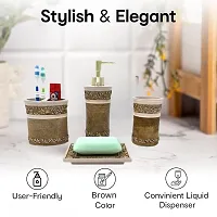 Classy 1 Soap Dispenser, 1 Tooth Brush Holder, 1 Soap Dish and 1 Tumbler(Set of 4 BN-593, Brown)-thumb2