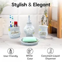 Liquid Soap Dispenser and Toothbrush Holder Tumbler Soap Dispenser Bathroom Set of 4 (SMS-541, Silver)-thumb2