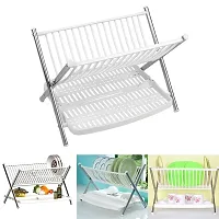 Foldable Dish Drying Rack Stainless Steel Plastic 2 Tier-thumb4